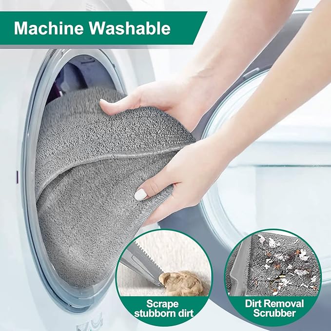18" Professional Microfiber Mop Floor Cleaning System, Flat Mops with Stainless Steel Handle, 4 Reusable Washable Mop Pads, Wet and Dust Mopping for Hardwood, Vinyl, Laminate (White&amp;Grey)