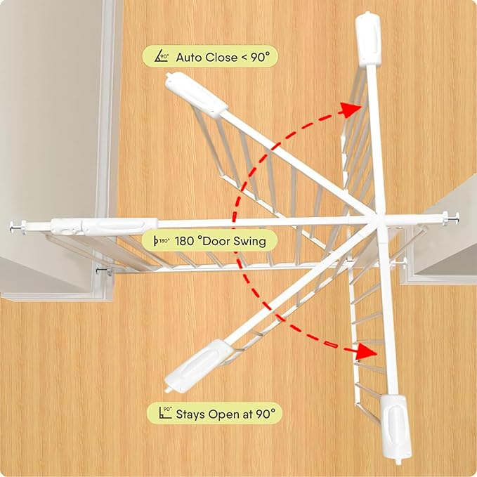 Extra Wide Baby Gate 85.8-90.5 Inch, Pressure Mounted No Drilling, for Stairs &amp; Doorways, Metal White Indoor Safety Gate for Kids and Dogs