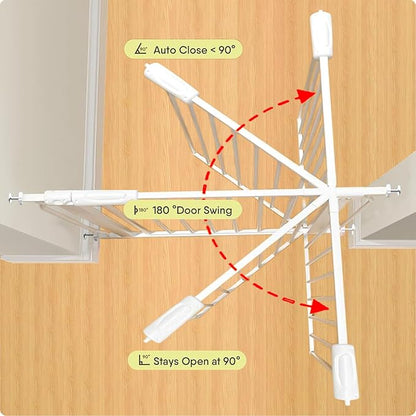 Narrow Baby Gate 24.02-29.13 Inch Wide Stairs Tension Pet Dog Gates Indoor for Doorways No Drilling Pressure Mounted Metal Pet Gates for Kids