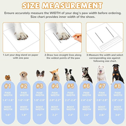 Dog Shoes for Large Small Medium Dogs, Dog Snow Boots Winter, Dog Booties and Paw Protectors to Prevent Licking, Anti-Slip Dog Shoes with Reflective for Hot Pavement,Hardwood Floors, Hiking (Size 8)