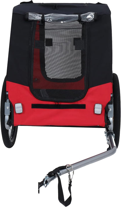 Blue-Grey Large Folding Bike Trailer for Dogs – Heavy-Duty Steel Frame, 66LB Capacity Pet Carrier for All-Terrain Cycling, Jogging &amp; Camping Adventures!