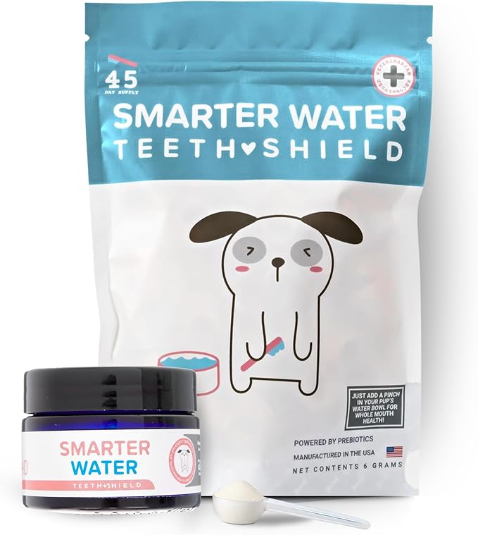 Dog Breath Freshener Powder for Water – Cat &amp; Dog Dental Care Water Additive, Natural Plaque &amp; Tartar Remover, Bad Breath Eliminator, Easy No-Brush Oral Hygiene – 45 Servings, Vet Recommended
