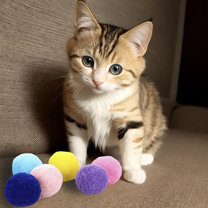 Cat Toy Balls, 30Pcs Premium Soft Pom Pom Balls for Kittens, 1,2&