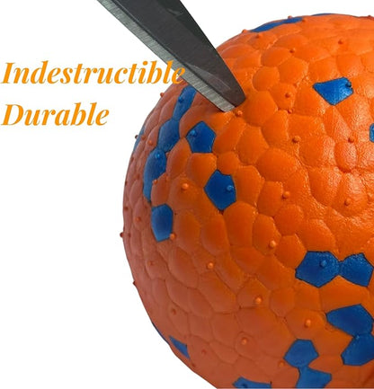 Tough Dog Toys for Aggressive Chewers &amp; Teething Puppies, Bouncy Balls for Medium Dogs, Durable Pet Toys, Floating Dog Balls for Water Play (Orange-Blue-Set)