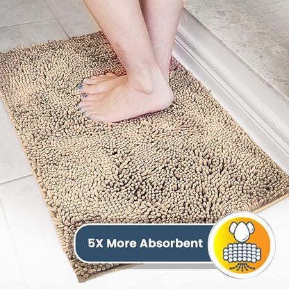 Muddy Mat® Original Dog Door Mat for Muddy Paws, Super Absorbent Microfiber, Non-Slip Washable Pet Rug, Quick Dry Chenille Entryway Carpet, Machine Washable Indoor Outdoor mat, Beige 24"x96"