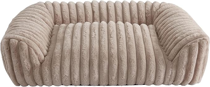 Arlee Saddle Sofa Memory Foam Pet Bed, Comfortable &amp; Washable, Ideal for Dogs and Puppies, Extra Comfort, Couch Design, Crate &amp; Kennel Furniture, Pet Supplies &amp; Essentials, Tan, Medium