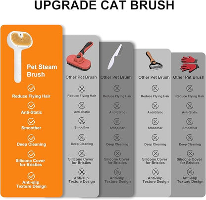 Pet Steam Brush for Dog &amp; Cat – 3-in-1 Spray Hair Removal Comb – Steam Brush for Shedding &amp; Grooming –Spritz Defur Comb–Includes Waterless Shampoo &amp; Eye Wipes