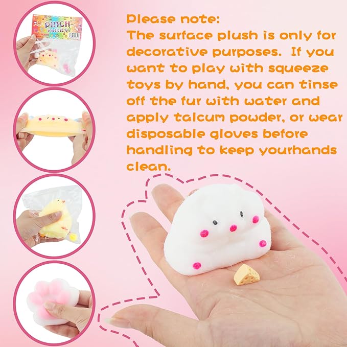 6 Pcs Taba Squishy , Kit Squeeze Toy ,Include Squishies( 2 Cat Paws &amp; 2 Chick,2 Hamster), Soft Stress Relief Squeeze Toy,tress Relief Sensory Toy