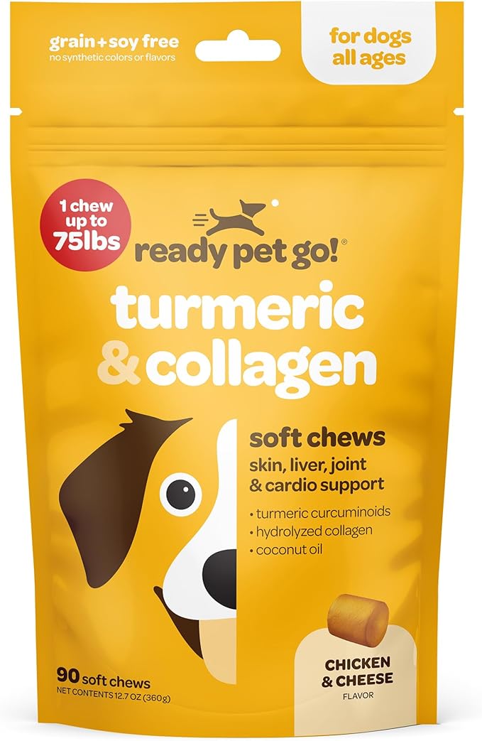 Turmeric for Dogs Soft Chews | Hip and Joint Chews for Dogs Comfort &amp; Mobility with Collagen for Dogs | Dog Joint Supplement for All Ages Breeds &amp; Sizes | NASC Certified &amp; Made in The USA | 90 Chews
