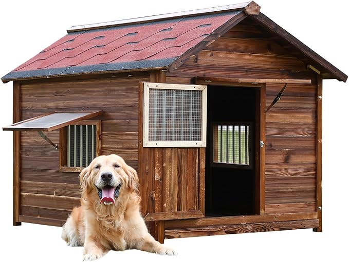 Dog House Outdoor for Large Breed Dogs with Removable Floor&amp;Roof,Warm Big Dog Houses for Medium Dogs,Heavy Duty Indoor Pet House,5XL-68.11"(D) X 54.33"(W) X 58.27 "(H)