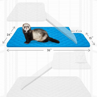 Paw Inspired Fitted Fleece Liner for Ferret Nation, Critter Nation Cage for Ferrets, Rats, Chinchillas, Hedgehogs &amp; Other Small Animals (Blue, Top Pan Liner)