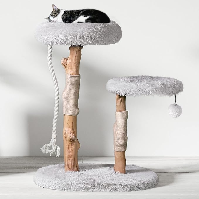 MAU Modern Cat Tower - Wooden Cat Scratching Tree &amp; Condo - Luxury Collection - Cat Lovers Gift
