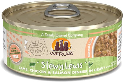 Weruva Classic Cat Stews, Stewy Lewis with Lamb, Chicken &amp; Salmon in Gravy, 5.5oz Can (Pack of 8)