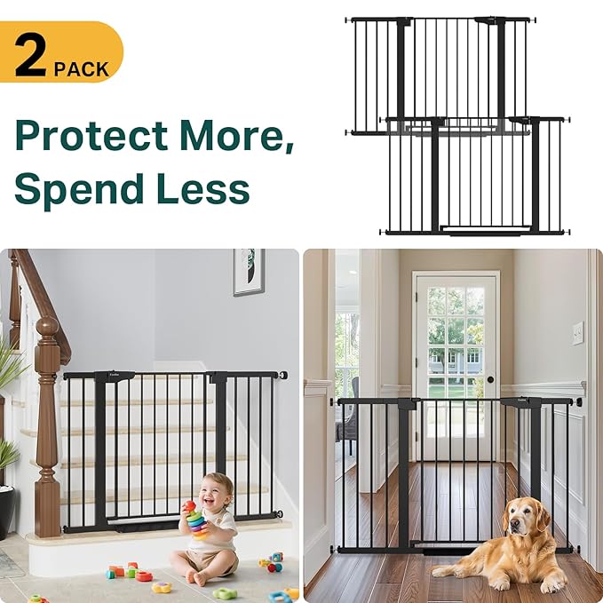 Cumbor 2 Pack 29.7"-48" Baby Gate for Stairs, Mom&