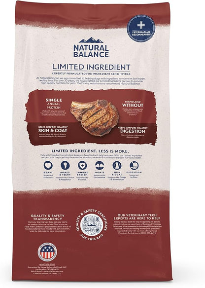 Natural Balance Limited Ingredient Adult Dry Dog Food with Healthy Grains, Beef &amp; Brown Rice Recipe, 4 Pound (Pack of 1)