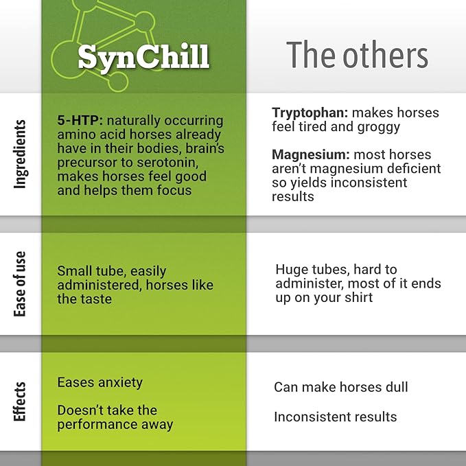 SynChill Oral Horse Calming Gel, 100% Natural &amp; Nutritional Supplement, Lab Proven Results, Designed for Focus &amp; Performance, Approved by Olympic Professionals &amp; Veterinarians, Made in USA - 1 Pack