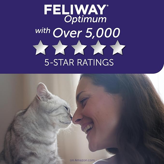 FELIWAY Optimum Cat, Enhanced Calming Pheromone Diffuser: 1 Diffuser Kit &amp; 3 Refills