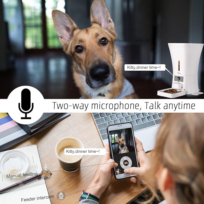 SKYMEE 12L 5G WiFi Aautomatic Dog Feeder Large Breed &amp; Automatic cat feeders 1080P Full HD Pet Camera Treat Dispenser Food Dispenser