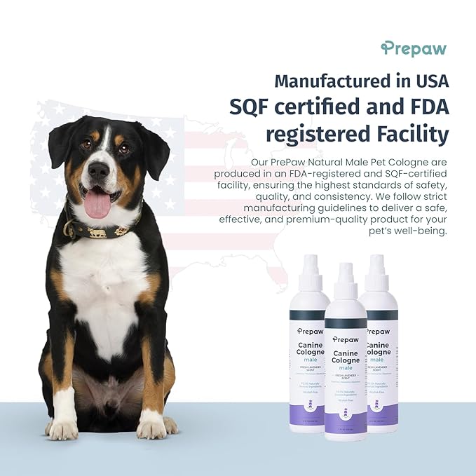 Luxury Male Pet Cologne - Fresh Lavender Scent, 3-in-1 Formula Conditions &amp; Moisturizes, Made with 94% Natural Ingredients, Long Lasting Fragrance, Safe &amp; Easy to Use | 8 fl oz