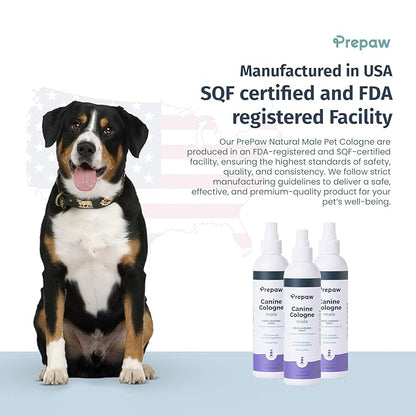 Luxury Male Pet Cologne - Fresh Lavender Scent, 3-in-1 Formula Conditions &amp; Moisturizes, Made with 94% Natural Ingredients, Long Lasting Fragrance, Safe &amp; Easy to Use | 8 fl oz