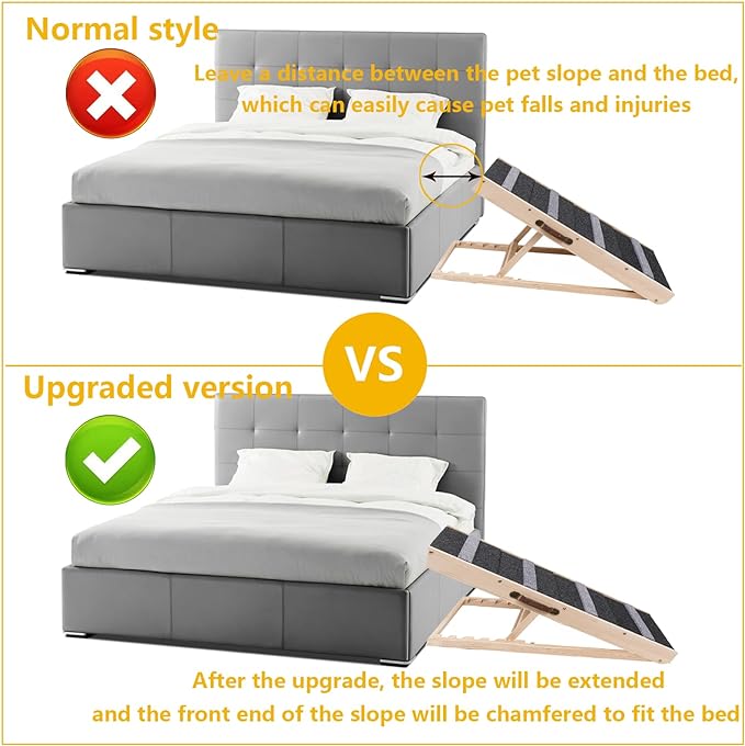 Upgrade 2-in-1 Pet Ramp Dog Stair,Folding Pet Stairs,Portable Dog Ramp for Small&amp;Large Old Animals with Non-Slip Surface,Dog Ramp for Bed,Couch and Car,11.8" to 23.6" Height Adjustable(40×17.7)