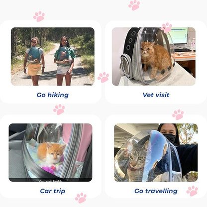 Lollimeow Cat Carrier Backpack, Bubble Expandable Backpack Carrier, Pets and Small Dogs,Airline-Approved, Designed for Travel, Hiking, Walking &amp; Outdoor Use (Front Expandable-Black)