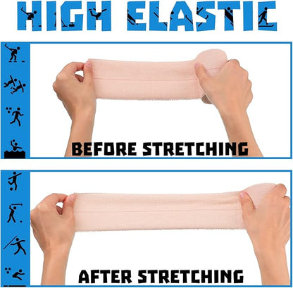 Nuanchu 16 Rolls Elastic Adhesive Bandage Tape Self Adherent Cohesive Flexible Stretch Elastic Athletic Tape for Sports Ankle Knee and Wrist, Vet Wrap for Horses Pets Cats Dogs(3 Inch x 5 Yard)