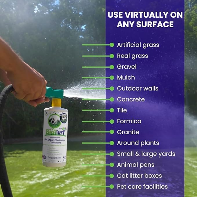 BioS+ Odor Eliminator Concentrate – Artificial Turf Cleaner for Pet Urine Outdoor &amp; Yard Deodorizer for Dog Urine and Waste – Enzyme Formula, Safe for Pets, Kids &amp; Plants – 1 Gallon