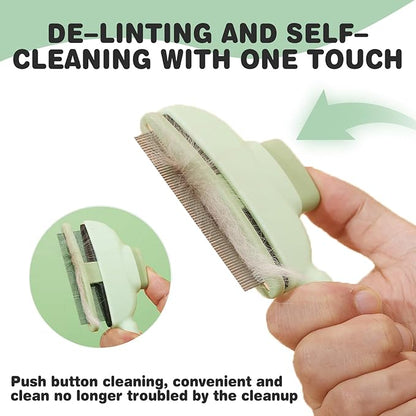 2PCS Flea Comb for Dogs &amp; Cats，flea Comb for Cats with Release Button Self-Cleaning，lice comb for Shedding Pet Hair