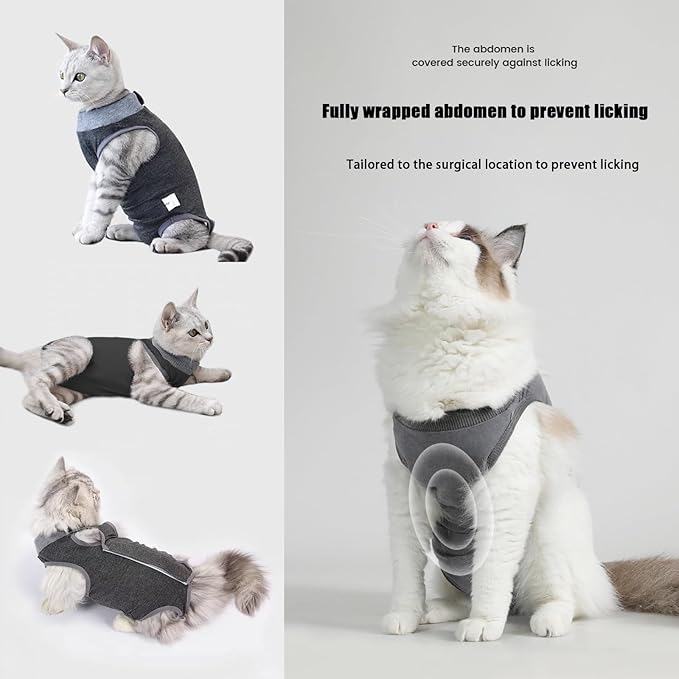Yanniwani Cat Recovery Collar - Waterproof, Anti-bite &amp; Anti-lick Wound Healing Safe, Adjustable Elizabethan Collar for Cats After Surgery (Black, M)