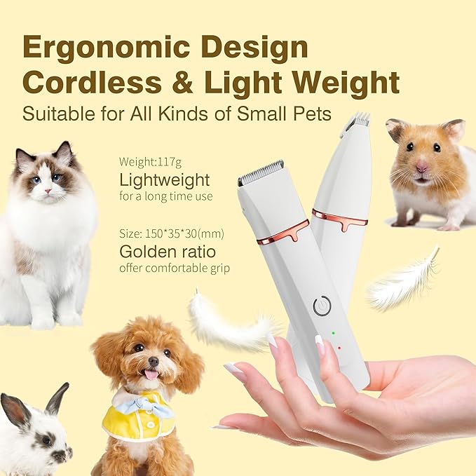 2025 New Petium 4-in-1 Dog Grooming Clippers Kit-Quiet Dog Nail Grinder &amp; Paw Trimmer,Low Noise Cordless Pet Shaver for Small Dogs &amp; Cats,USB-Rechargeable, 6 Guide Combs