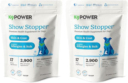 K9 Power Show Stopper for Dogs 1lb – Boosts Coat Shine &amp; Promotes Healthy Skin Tone Strengthens Immune System Enhances Digestive Health - Pack of 2