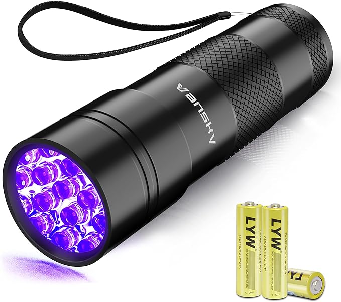 Black Light UV Flashlight,Vansky Blacklight 12 LED Urine Detector For Dog/Cat/Pet Urine &amp; Dry Stains and Bed Bug On Carpets/Rugs/Floor,Matching with Pet Odor Eliminator