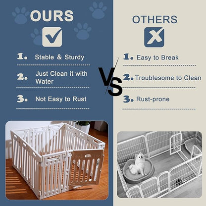 Dog Playpen with Door, DIY Shape Combination Puppy Pen,25.5" H 10-Panel Dog Fence,Non-Slip &amp; Secure Pet Gate, Easy to Assemble(Standard Room)