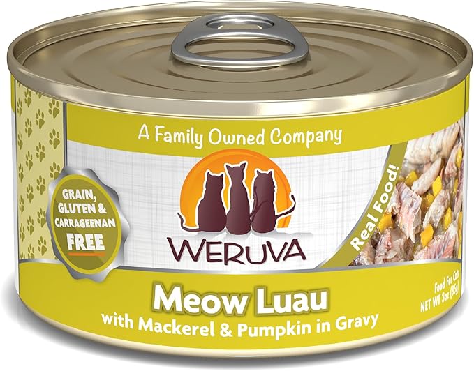 Weruva Classic Cat Food, Meow Luau with Mackerel &amp; Pumpkin in Gravy, 3oz Can (Pack of 24)