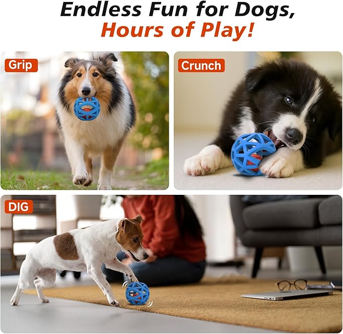 Interactive Dog Toy, Smart Jumping Bouncing Ball Inside Durable Rubber Shell, Automatic Moving Vibrating Ball for Medium/Large Dogs, Dog Enrichment Toy to Keep Them Busy (Blue &amp; Orange)