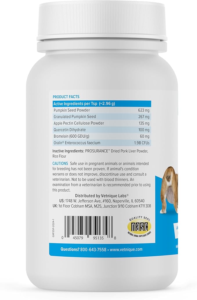 Vetnique Labs Glandex Dog Fiber Supplement Powder for Anal Glands with Pumpkin, Digestive Enzymes &amp; Dog Probiotics for Digestive Health - Vet Recommended - Boot The Scoot (Pork Liver, 2.5oz Powder)