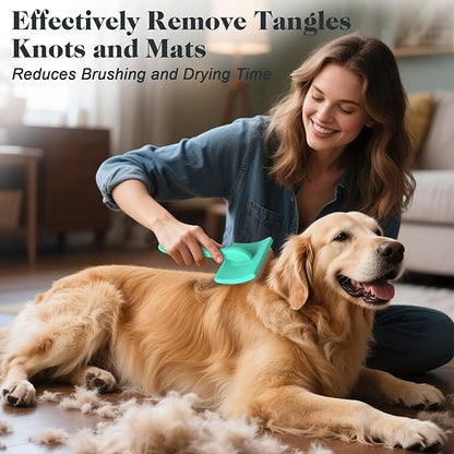 2PCS Slicker Brush for Dogs &amp; Pet Comb,Professional Dog Grooming Brush (Goldendoodles,Poodles,Labradoodles) with Extra Long Pins to Effectively Remove Tangles, Knots and Mats (Cyan)