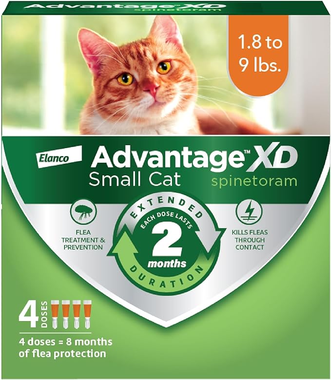 Advantage XD Small Cat Flea Prevention &amp; Treatment For Cats 1.8-9lbs. | 4-Topical Doses, 2-Months of Protection Per Dose