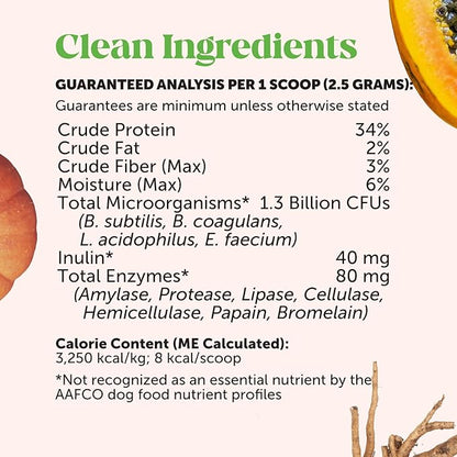 All-Natural Probiotic &amp; Pumpkin Powder Dog Supplement - Prebiotics, Probiotics, Enzymes &amp; Antioxidants for Healthy Gut Flora, Digestion &amp; Immunity (90 Scoops)