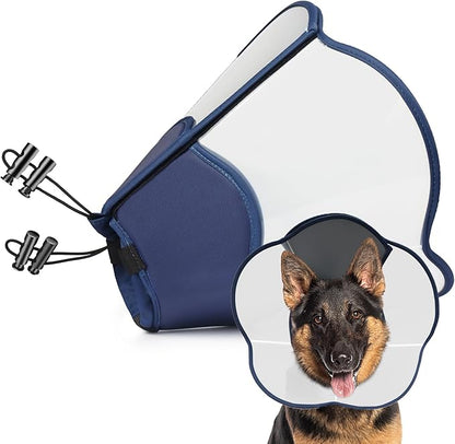 Hard &amp; Heavy Plastic Dog Cone Collar Alternative for Extra Large Dogs (Adult Lab Golden GSD) After Surgery, Adjustable Pet Recovery Cone Anti-Lick, Elizabethan Protective Cone of Shame for Healing