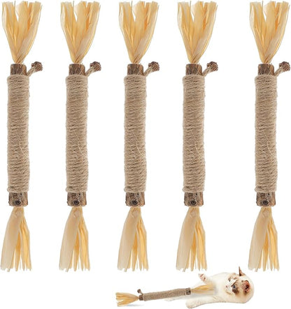 5 PCS Silvervine Sticks for Cats - Natural Cat Chew Toys for Teeth Cleaning, Kitten Teething &amp; Aggressive Chewers