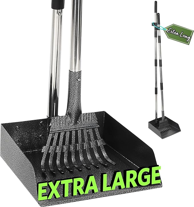 T2Y Pooper Scooper, Extra Long Handle Dog Pooper Scooper, Adjustable Stainless Steel Rake &amp; Extra Large Tray, Antirust &amp; Durable Poop Scoopers for Yard, Lawn, Snowfield, Suitable for Multi-Dog Family