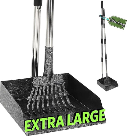 T2Y Pooper Scooper, Extra Long Handle Dog Pooper Scooper, Adjustable Stainless Steel Rake &amp; Extra Large Tray, Antirust &amp; Durable Poop Scoopers for Yard, Lawn, Snowfield, Suitable for Multi-Dog Family
