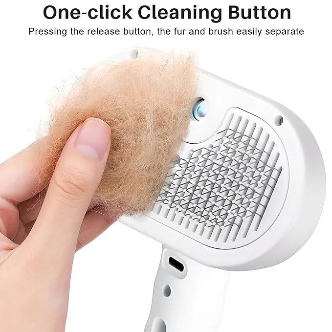 4 in 1 Cat Steam Brush: steam brush for cats, Grooming, Shedding, Mist Spray, Hair Removal Comb &amp; Massager, USB Rechargeable Self Cleaning cat steam brushes for indoor cats - Pink