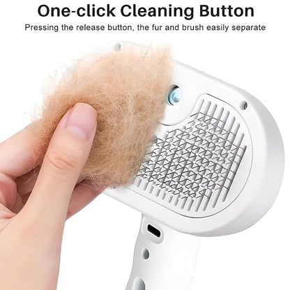 4 in 1 Cat Steam Brush: steam brush for cats, Grooming, Shedding, Mist Spray, Hair Removal Comb &amp; Massager, USB Rechargeable Self Cleaning cat steam brushes for indoor cats - Pink