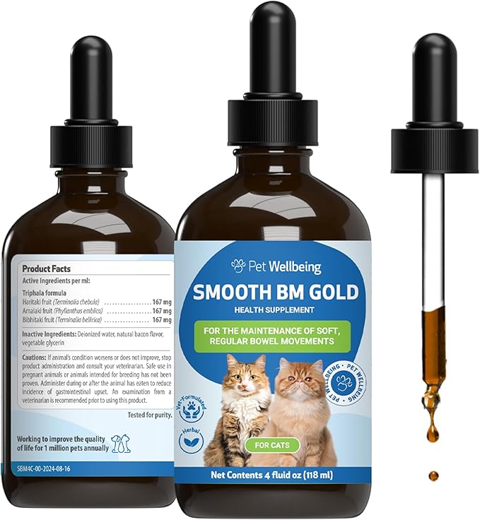 Pet Wellbeing Smooth BM Gold for Dog &amp; Cats - Constipation Relief &amp; Stool Softener, Supports Healthy Bowel Movements - Natural Herbal Supplement 4 oz (118 ml)