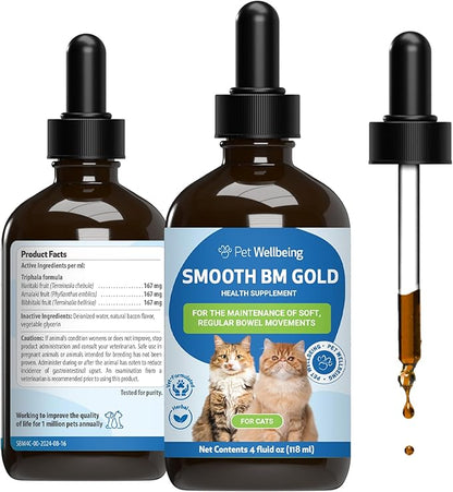 Pet Wellbeing Smooth BM Gold for Dog &amp; Cats - Constipation Relief &amp; Stool Softener, Supports Healthy Bowel Movements - Natural Herbal Supplement 4 oz (118 ml)