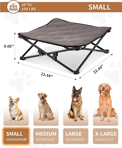 KingCamp Elevated Dog Bed for Small Dogs, Raised Outdoor Indoor Portable Cooling Cot Lifted Pet Hammock Off Ground with Washable Breathable Mesh &amp; Frame with Non Slip Foot for Camping Backyard, Black