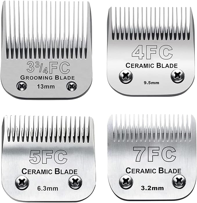 4PACK Dog Grooming Clipper Replacement Blades Compatible with Andis Pet Clipper/Oster A5/Wahl KM Series Dog Clipper,Ceramic Blade &amp; Stainless Steel Blade (